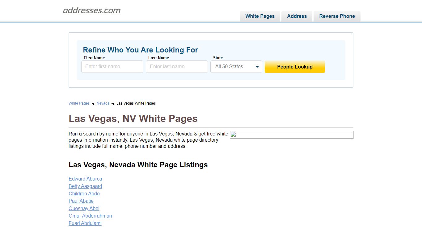 White Pages - Find People In | Addresses